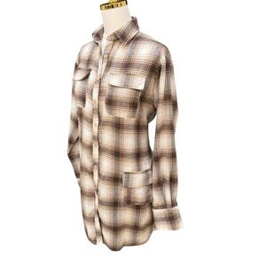 PrettyLittleThing Womenâs Plaid Longline Flannel Shacket/ Dress Size 2 (USA XS/S